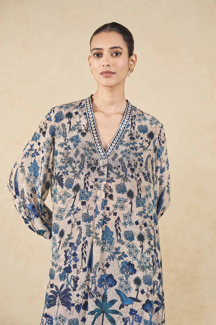 Turaya Printed Kurta Set - Ivory, Ivory, image 4